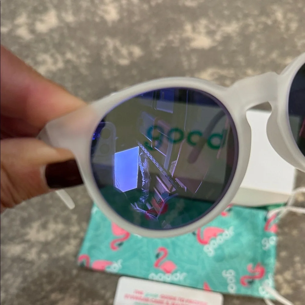 Goodr White Sunglasses with Purple Lenses - Picture 2 of 4